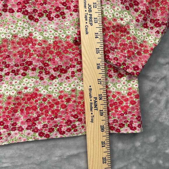 Harolds Top Womens Large Pink Floral Print Scoop Neck Tee Cropped 3/4 Sleeve - Picture 7 of 14